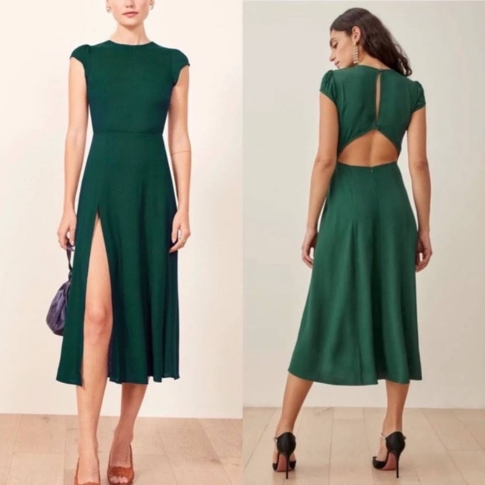 Reformation Gavin Dress in Emerald Green, Size 4